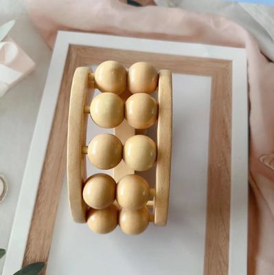 Bruine houten totale lichaamsmassage voor rug nek been arm aangepast logo beschikbaar ontspannen massageball roller handheld