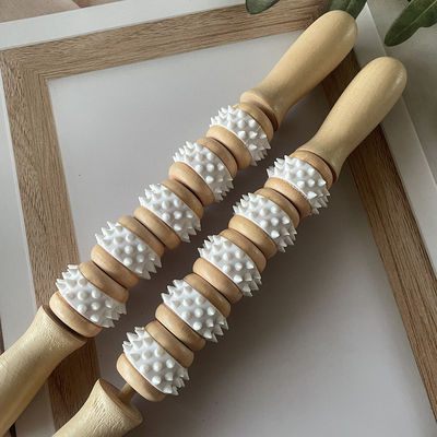 Vijf wielen houten Gua Sha massagestik voor meridianenbehandeling en lichaams ontspanning
