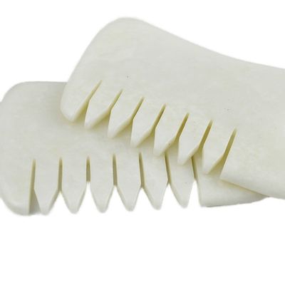Witte Jade Guasha Haar Salp Gereedschappen Massage Schrapen Massage Gereedschap Gua Sha Comb Jade Voor Gezicht Nek Hoofd En Lichaam