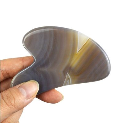 Massage gereedschappen huidverzorging Gezicht Guasha met 100% echte natuurlijke grijze Agate Gezicht Guasha Tool en Grijs Jade Gus Sha Stone Massager