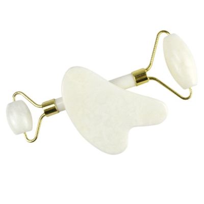 Lichaamsmassageur Natuurlijke witte jade steen Gua Sha Schraapbord Guasha Gezicht Roller Gift Box Set Spa Massage Tool Huidverzorging Gezicht schoonheid Routine
