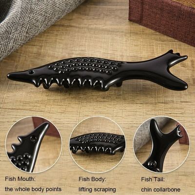 Visvormige keramische Guasha massager OEM/ODM Geaccepteerd voor gezicht Ogen Nek Spier ontspanning en rimpelvermindering