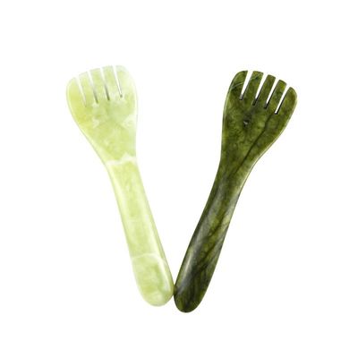 Gepersonaliseerd logo beschikbaar lichtgroen Xiuyan Jade Gua Sha Lepelvorm Acupunctuur Pen voor Oog Acupunctuur Lepel Massager