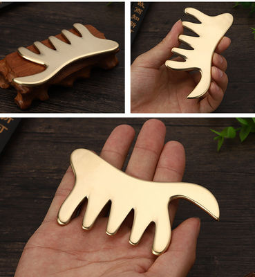 Gouden koper kam Messing Gua Sha Board Body Massage Tool voor SPA Acupunctuur Schrapen