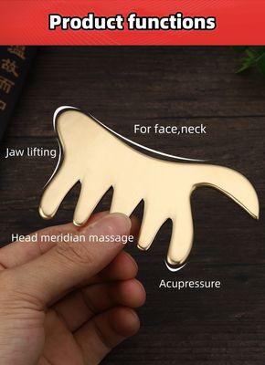 Gouden koper kam Messing Gua Sha Board Body Massage Tool voor SPA Acupunctuur Schrapen