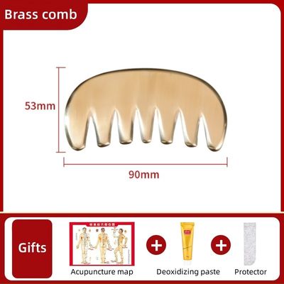 Lichaamspieren Natuurlijke Messing Gua Sha Board Scalp Massage Kam Guasha Stone Head Massager Hair Health Care Salon Beauty Tool