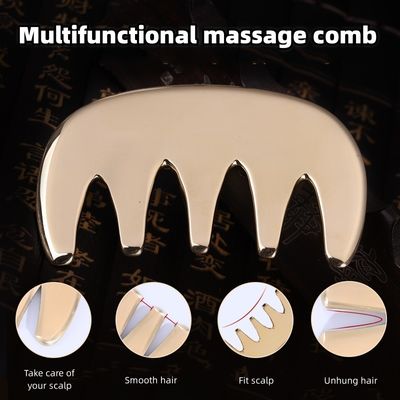 Koperen Guasha-massagetools Metalen Messinghaar Gua sha Comb Acupunctuur Scalping Point Apparaat voor Hoofd Acupunctuur Comb