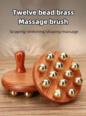 Custom Logo Lift De Scalp Nerven Guasha Tool Messing Hout Scalp Massage Tools Voor Lichaam Hoofd Scalp Gua Sha Nerven Massage