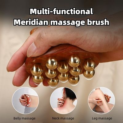 Custom Logo Lift De Scalp Nerven Guasha Tool Messing Hout Scalp Massage Tools Voor Lichaam Hoofd Scalp Gua Sha Nerven Massage