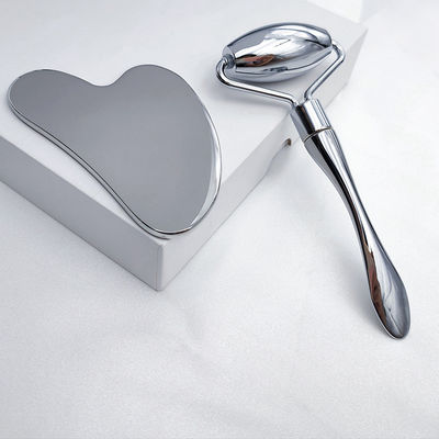 Massageapparatuur Custom Logo Availabled Anti Aging Zilver 304 Roestvrij staal Metaal Gua Sha Gezicht Roller Oogcreme Stick