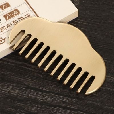 Gouden fijne tanden natuurlijke messing Gua Sha Board Scalp Massage Kam Guasha Stone Head Massager Hair Health Care Beauty Tool Home