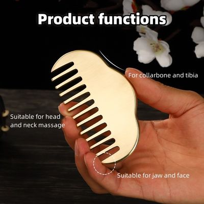 Gouden fijne tanden natuurlijke messing Gua Sha Board Scalp Massage Kam Guasha Stone Head Massager Hair Health Care Beauty Tool Home