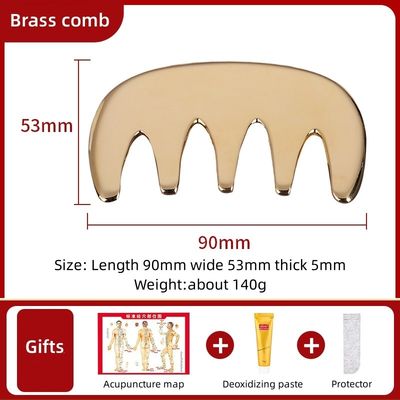 Vijf-tanden natuurlijke Messing Gua Sha Board Body Massage Comb Scalp Guasha Tool Head Massager Hair Health Care Salon Beauty Home