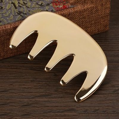 Vijf-tanden natuurlijke Messing Gua Sha Board Body Massage Comb Scalp Guasha Tool Head Massager Hair Health Care Salon Beauty Home