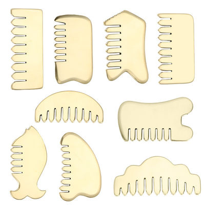 Spiermassage Gouden Gua Sha Board Tool voor natuurlijke Messing Guasha Stone Head Massager Hair Health Care Salon Beauty Tool