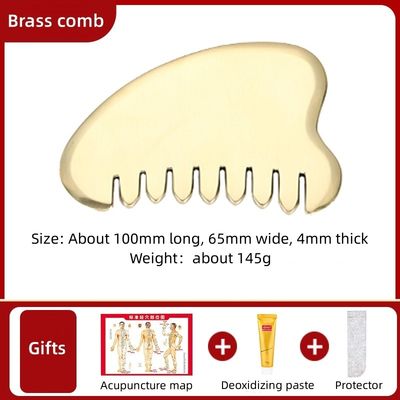 Spiermassage Gouden Gua Sha Board Tool voor natuurlijke Messing Guasha Stone Head Massager Hair Health Care Salon Beauty Tool