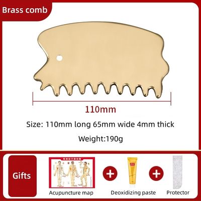 Lichaamsspieren Massagetool Natuurlijke Messing Gua Sha Board Scalp Kam Guasha Steen Hoofd Massager Haar Gezondheidszorg Schoonheidssalon