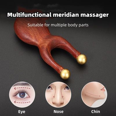 Dubbele koperen sandelhout handmatige reflexologie Guasha massagetool voor ogen neus lichaam Gua Sha Care Therapie Weefselmassage stick