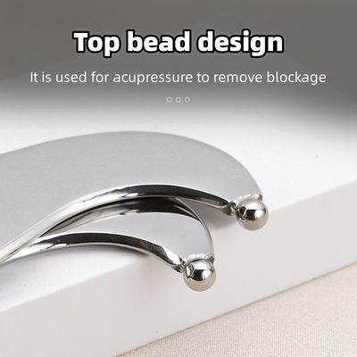 Zilveren Gua Sha Scalp Massage Board gemaakt van 304 roestvrij staal voor spier-fasciale ontspanning en sportfitness