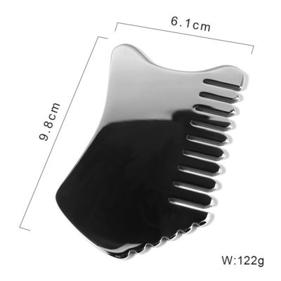 Hoofdmassage-apparatuur maatwerkmassager gereedschap voor gezichtsmassage met rollen Metalen Guasha Comb 304 Roestvrij staal Guasha Comb