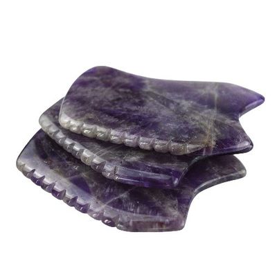Paarse schraapsteen Gua Sha massagetool voor Amethyst Crystal Facial Guasha Board en Natural Jade