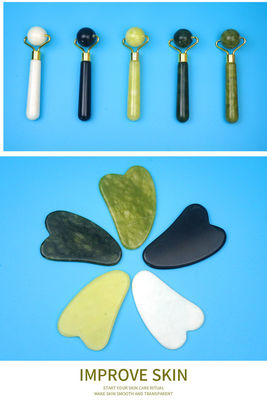 2024 Black Jade Roller Gua Sha Set voor lichaamsmassage en 100% natuurlijke Double Head Skin Facial Care
