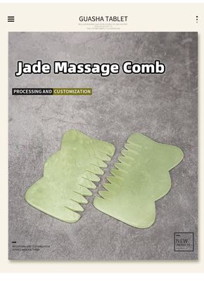 Hoofdmassageapparatuur Jade haarkam Guasha Massage kam voor schoonheid en Xiuyan Jade eigenschappen
