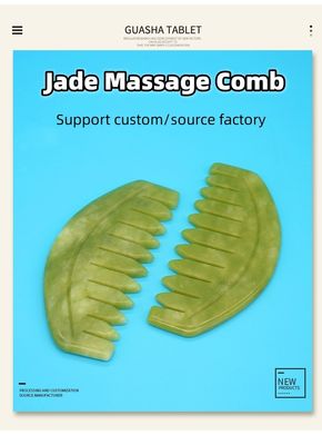 2023 Custom Logo Availabled Jade Comb Gua Sha Scraping Tool voor Scalp Care en lichaamsspieren