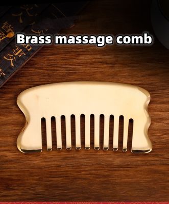 Spiermassage Hoofdmassagetool Custom Logo Scalp Massagetool Vierkante Messing Gua Sha Comb Metalen Koper Gua Sha Comb