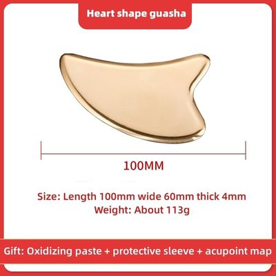 Gouden hartvorm natuurlijke messing metaal gua sha schrapen guasha facial spa massager voor meridianen acupoint massage