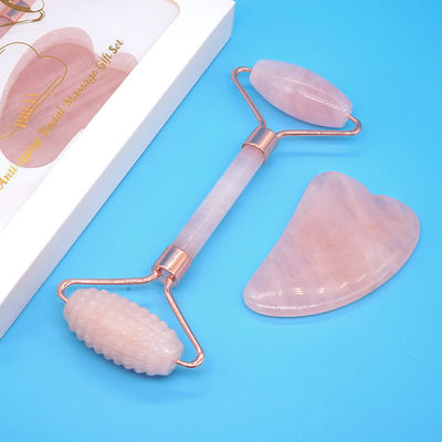 Rozenkwarts Gua Sha Gezicht Roller Massage Tool Guasha Steen Lichaam Zelf Huidverzorging Spa Anti Aging Gezichts Beauty Gift Box in Roze