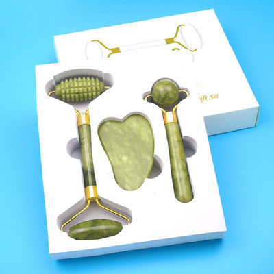 Lichaamspieren Natuurlijke Jade Steen Gua Sha Schraapplank Guasha Gezicht Roller Gift Box Drie-delige Set Spa Massage Tool Huidverzorging Gezichtsschoonheid