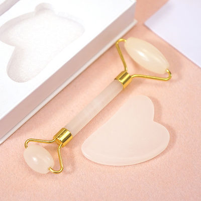 Lichaamspieren Natuurlijke Afghaanse Jade Steen Gua Sha Schraapbord Guasha Gezicht Roller Gift Box Set Spa Massage Tool Huidverzorging Gezichtsschoonheid