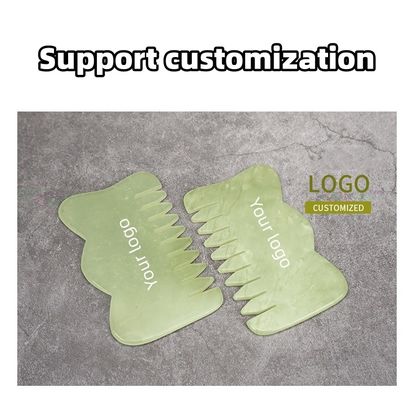 Gepersonaliseerd logo beschikbaar in M-vorm Jade Gua Sha Stone Hoofdmassage voor haargezondheidszorg en hoofdhuidmassage in schoonheidssalon