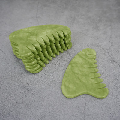 Eigenschappen Hoofdmassageapparatuur Natuurlijke groene Jade Gua Sha Scalp Massager Lymfatische massagekamer voor haargezondheidszorg