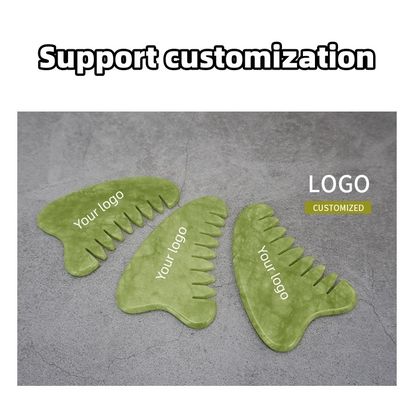 Eigenschappen Hoofdmassageapparatuur Natuurlijke groene Jade Gua Sha Scalp Massager Lymfatische massagekamer voor haargezondheidszorg