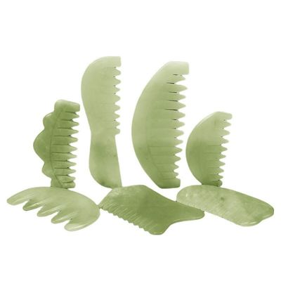 Acupunctuur Therapie en Scalp Massage Natuurlijke Jade Haar Kam met Xiuyan Jade Gua Sha Tools
