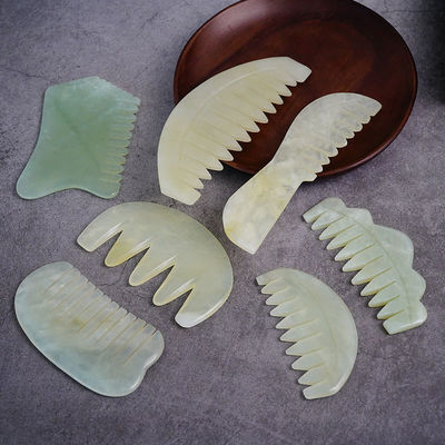 Acupunctuur Therapie en Scalp Massage Natuurlijke Jade Haar Kam met Xiuyan Jade Gua Sha Tools