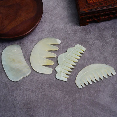 Multiple Shape Natural Xiuyan Jade Gua Sha Scalp Massage Comb voor hoofdmassageapparatuur