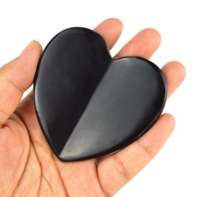2024 Hartvorm Natuurlijke Zwarte Bian Steen Gua Sha Schrapen Massage Tool voor Lymfatische Drainage Spiermassage Functie