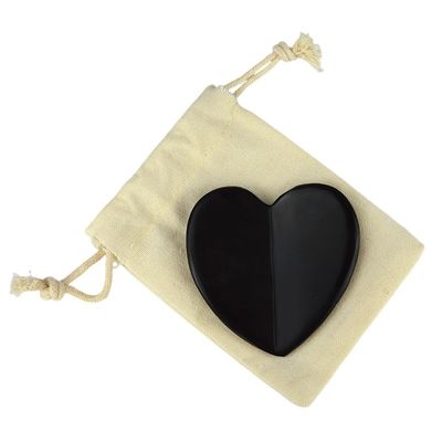2024 Hartvorm Natuurlijke Zwarte Bian Steen Gua Sha Schrapen Massage Tool voor Lymfatische Drainage Spiermassage Functie