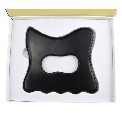 Custom logo beschikbaard Zwart Bian Stone Gua Sha Massage Tool Met Handle Body Massage Equipment Guasha Stone Zelf huidverzorging
