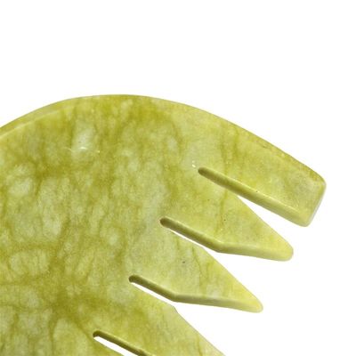 Gepersonaliseerd logo beschikbaar Pure natuurlijke Xiuyan Jade Stone Comb Hoofd Scalp Guasha Massage Tool Low MOQ Gua Sha Comb