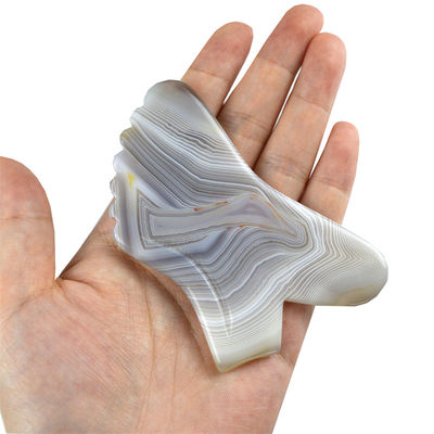 Custom logo beschikbaard 100% natuurlijk grijs Agate Gua Sha massagetool voor lichaam zelf huidverzorging spa gezichtslifting schoonheid apparatuur