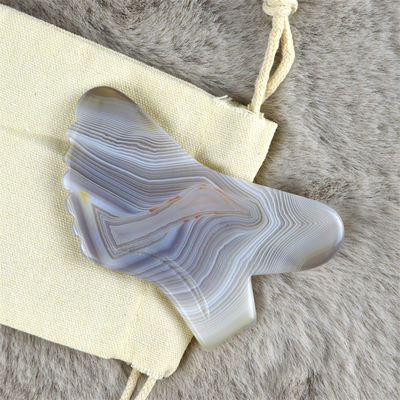Custom logo beschikbaard 100% natuurlijk grijs Agate Gua Sha massagetool voor lichaam zelf huidverzorging spa gezichtslifting schoonheid apparatuur