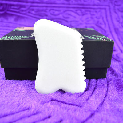 Gepersonaliseerd logo beschikbaar natuurlijke witte jade gua sha schraapplank voor gezichtsverzorging lichaamsmassage steen huidverzorging gereedschap