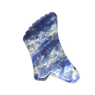 Blauwe Sodalite Stone Gua Sha Body Scraping Massage Tool Handmatig bedraad besturingsfunctie voor gezicht en lichaam Natuurlijke schoonheidscadeau