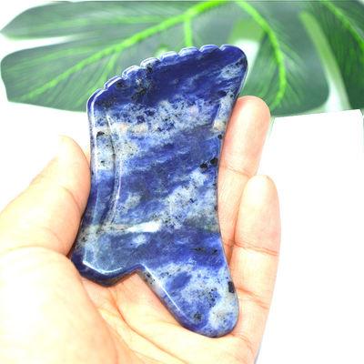 Blauwe Sodalite Stone Gua Sha Body Scraping Massage Tool Handmatig bedraad besturingsfunctie voor gezicht en lichaam Natuurlijke schoonheidscadeau