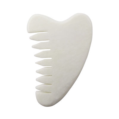 Volledige lichaamsmassage Natuurlijke witte Xiuyan Jade haarkam Gua Sha Tools Jade Scalp massager voor het verlichten van de spierspanning