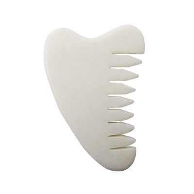 Volledige lichaamsmassage Natuurlijke witte Xiuyan Jade haarkam Gua Sha Tools Jade Scalp massager voor het verlichten van de spierspanning